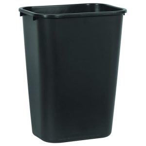 Rubbermaid Commercial Wastebasket Trash Container 41QT/10.25 GAL Plastic Black Stackable Trash Can for Bedroom/Bathroom/Office Fits Under Desk/Sink/Cabinet