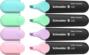 Schneider Pastel Job Highlighter Marker, Chisel Tip, Turquoise, Mint, Lavender, Light Pink, 4 Pack (115098)