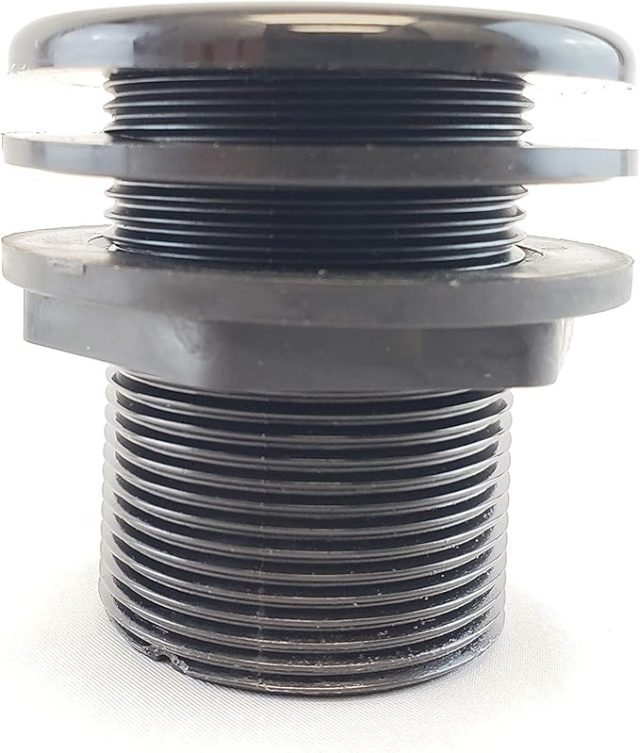 LIFEGARD Aquatics Double Threaded Bulkhead Kit for Fish Aquariums – High-Impact Resistant PVC – Includes Bulkhead Fitting, Gasket, Lock Nut – Jet Black – 1 Inch