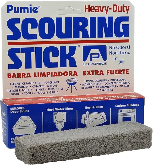 PUMIE Pumice Scouring Stick, Extra Strong Heavy Duty Pumice Cleaning Stone for Tough Bathroom, Kitchen Stains, Grill, Scouring Stick for Cleaning Pool, Rust, Toilet Rings & Hard Water Rings -Pack of 1