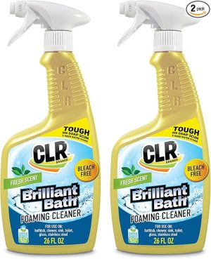 CLR Brilliant Bath Foaming Bathroom Cleaner Spray - For Use On Toilet, Bath, Shower, Sink, Glass, Stainless Steel - Fresh Scent, 26 Ounce Bottle (Pack Of 2)