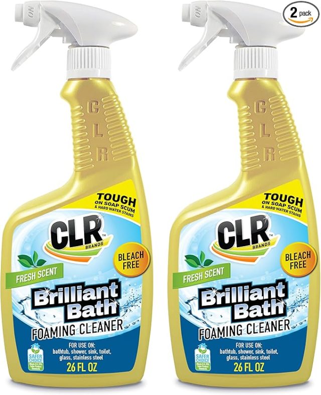 CLR Brilliant Bath Foaming Bathroom Cleaner Spray - For Use On Toilet, Bath, Shower, Sink, Glass, Stainless Steel - Fresh Scent, 26 Ounce Bottle (Pack Of 2)