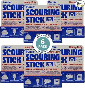 6-Pack PUMIE HDW Scouring Stick for Toilet Bowl Cleaning, Cleans Toilet Bowl Hard Water Rings, Buildups, Rust & Tough Stains, Perfect Pumice Stone for Cleaning Bathtub, Pools, Kitchens, Sinks & Grills