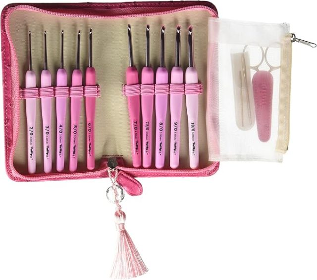 Tulip Etimo Rose Crochet Hook Set, multicolor, 2,2.5,3.0,3.5,4.0,4.5,5.0,5.5,6.0 millimeters
